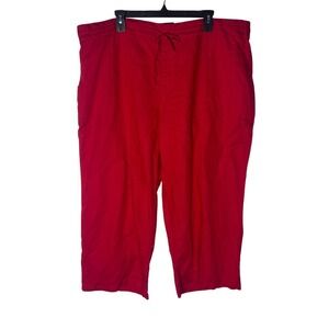 Liz Claiborne Womens XXL Cabaret Red Linen Cotton Wide Leg Pants NWT